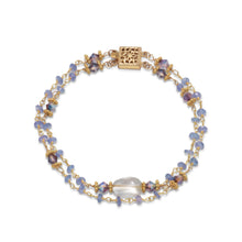 Load image into Gallery viewer, 14 Karat Gold Plated Double Strand Tanzanite and Citrine Bracelet
